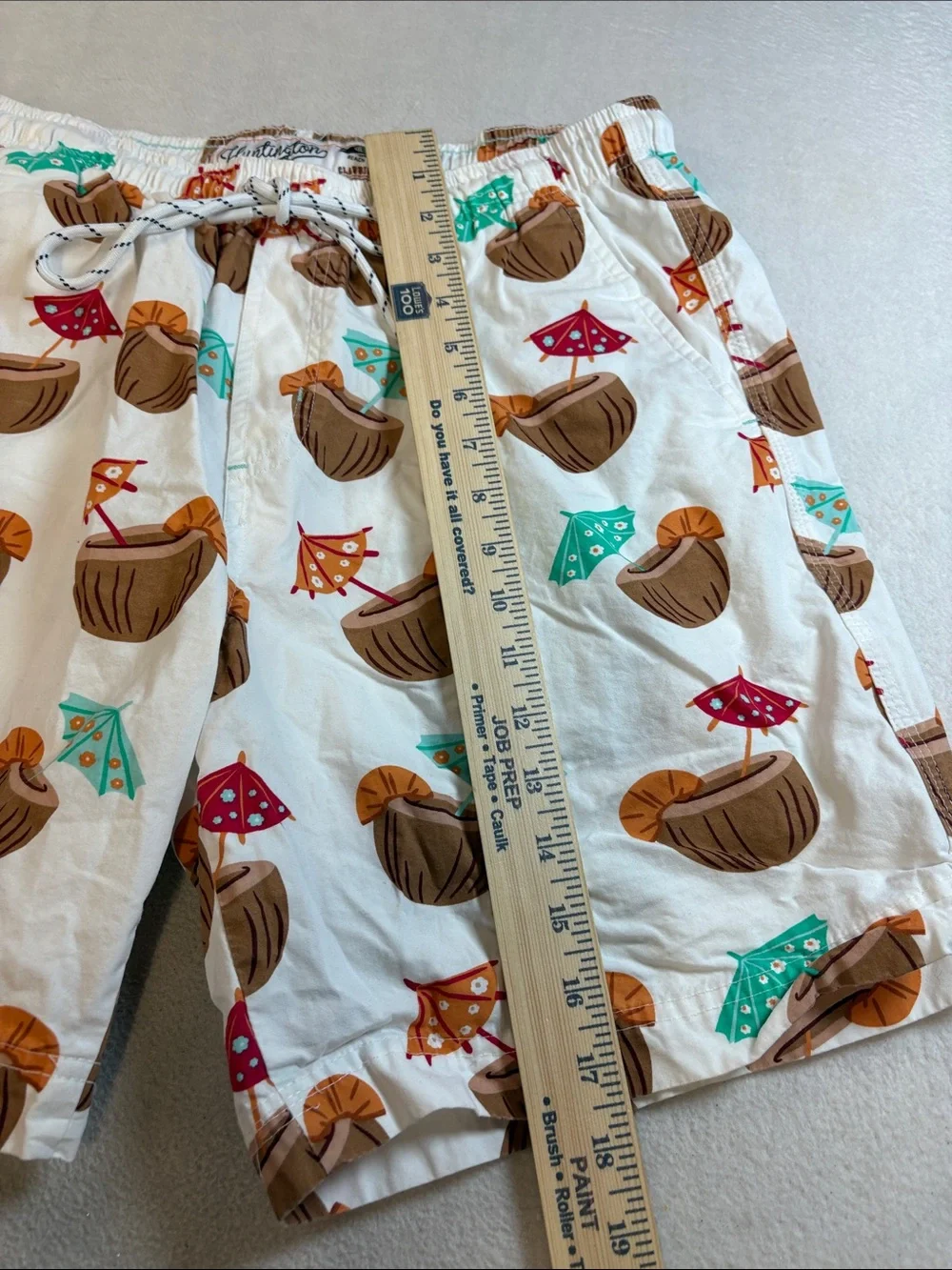 White Coconut & Umbrella Print Swim Shorts